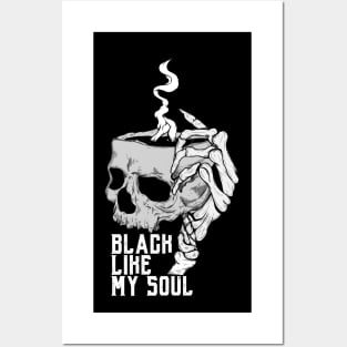 Skull Coffee Black Like My Soul Posters and Art